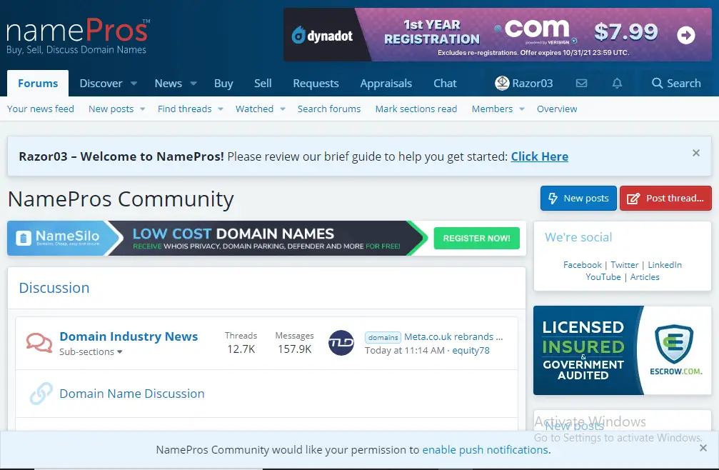 domain flipping, sell domain names on namepros