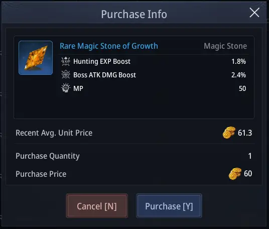 mir4 level up using magic stone