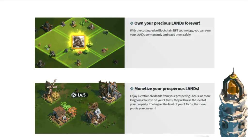 earn in league of kingdoms by owning virtual lands