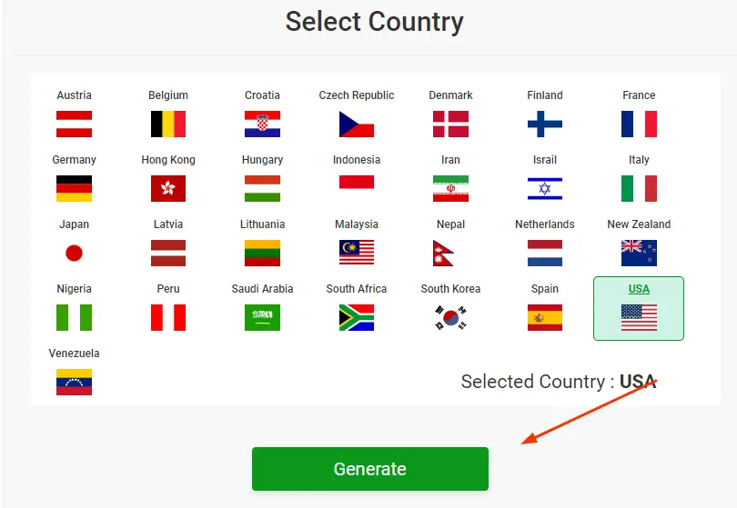 generate country in random address generator