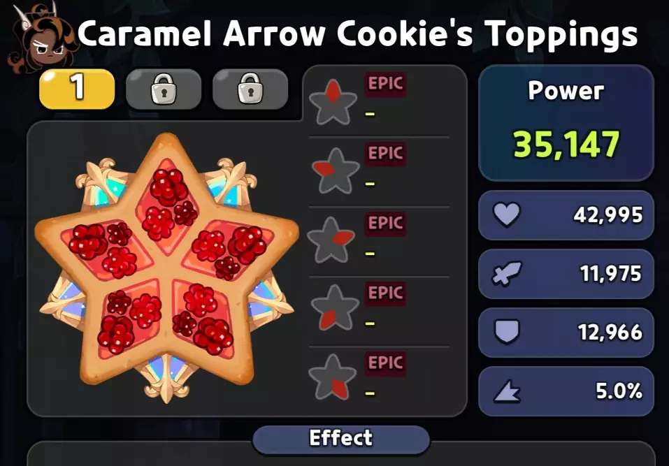Caramel arrow cookie toppings full set of raspberry