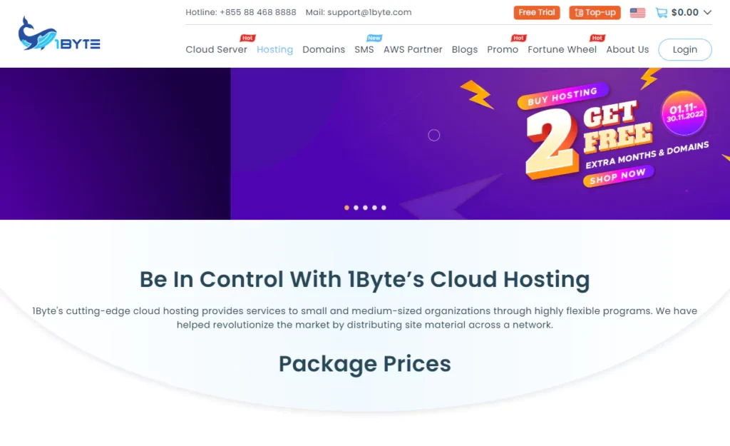 1byte cloud hostin, cheap cloud hosting for wordpress in asia
