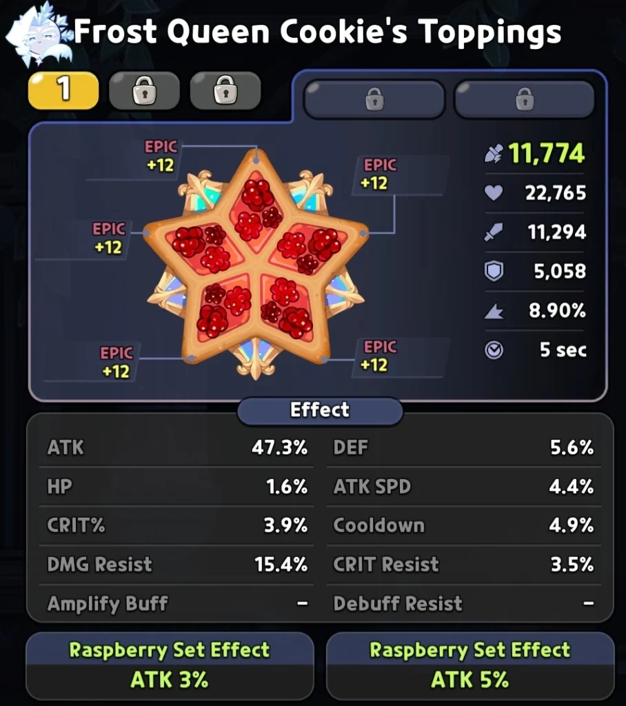 Frost queen cookie toppings damage build