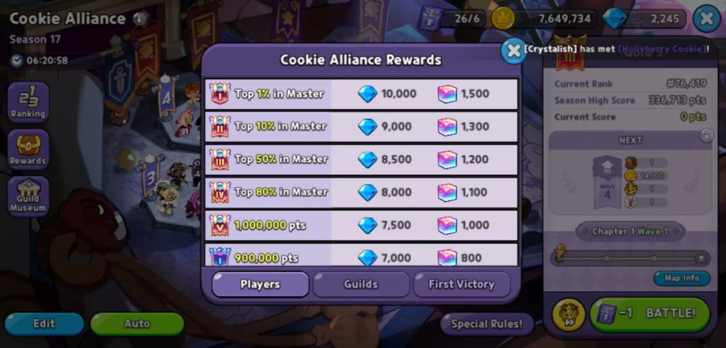 get crystals in cookie alliance
