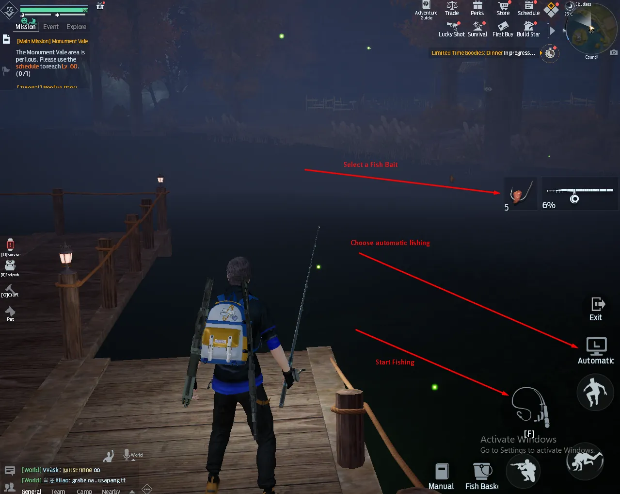 how to start fishing in undawn step 3