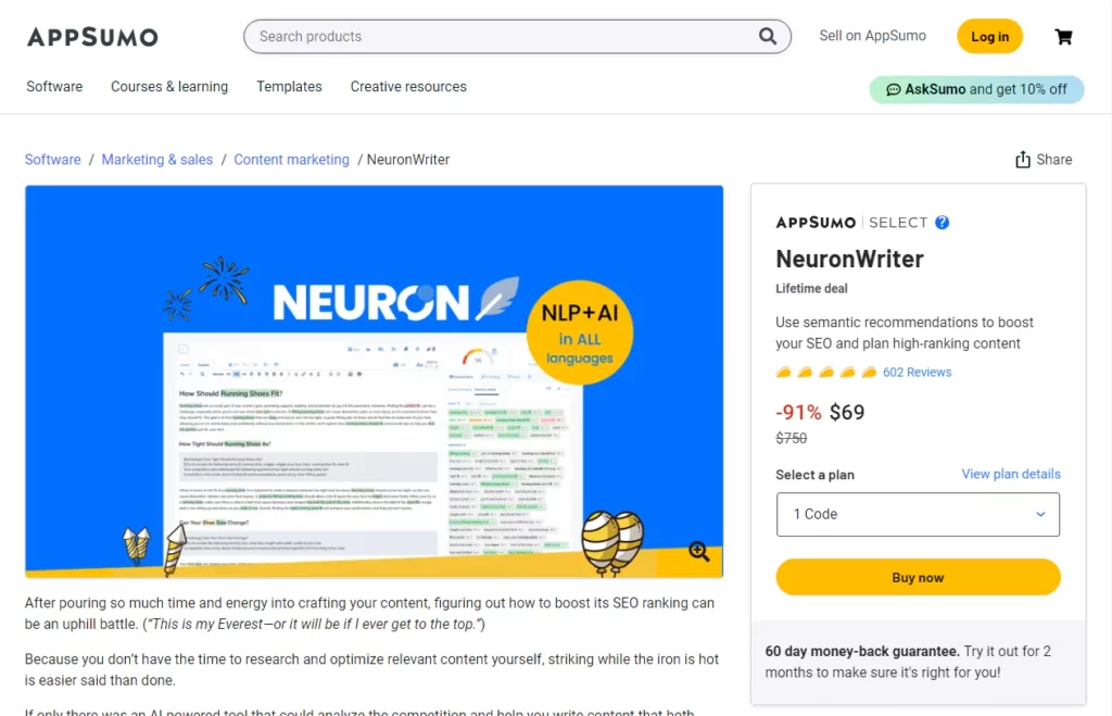 neuronwriter-lifetime-deal-on-appsumo-screenshot