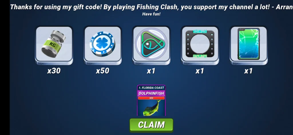 fishing clash codes freebies