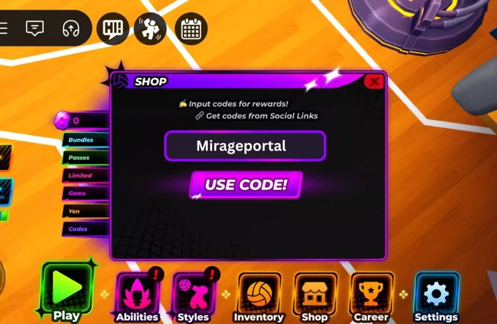 how to redeem Volleyball Legends Codes