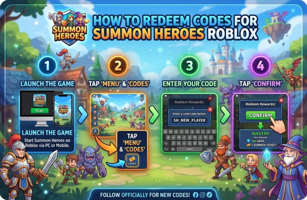 How to Redeem Codes for Summon Heroes Roblox
